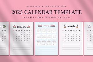 2025 CALENDAR CANVA TEMPLATE, a Stationery Template by The Little Lily Studio