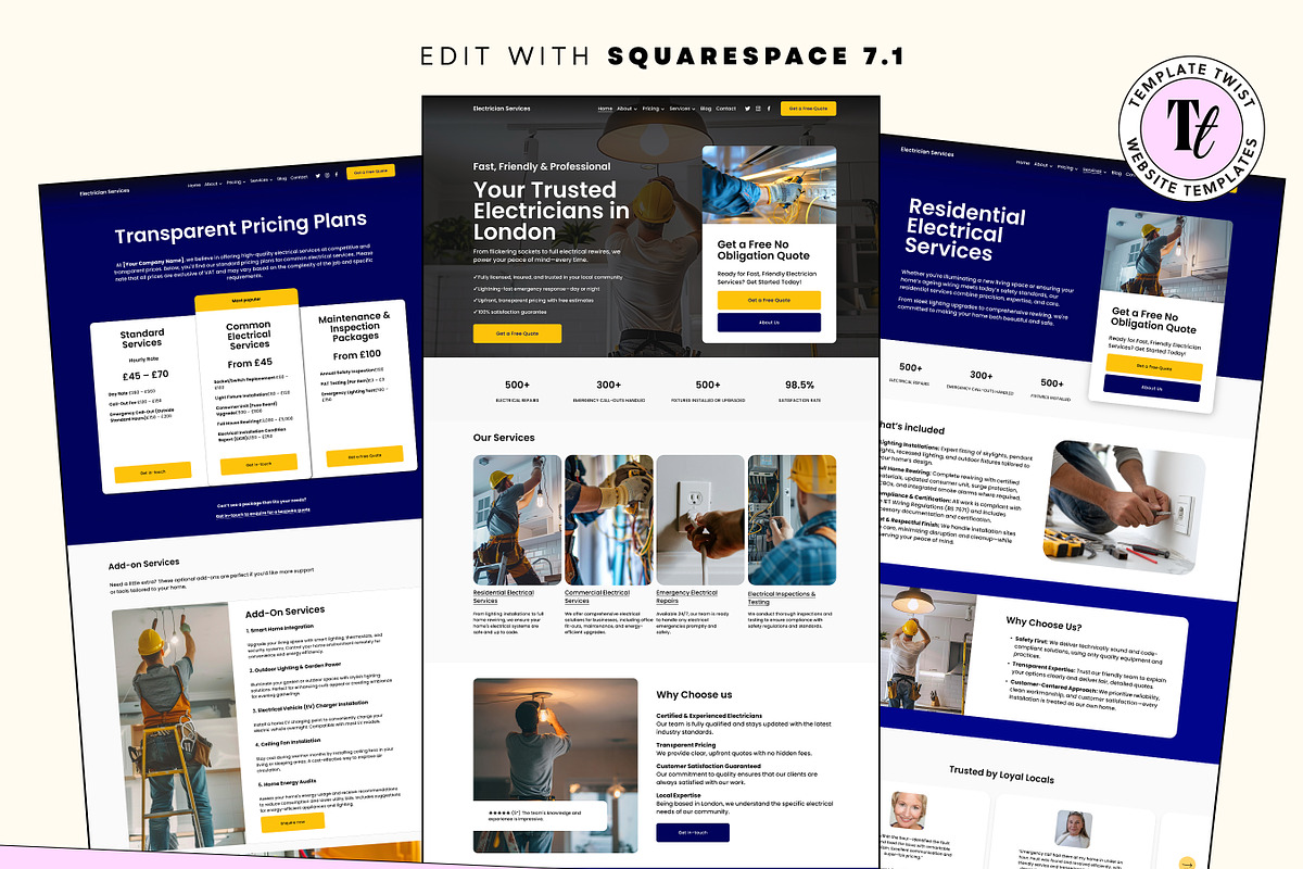 Electrician Website Template preview 2