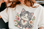 Cute Floral Cat PNG, an Object Illustration by DreamCafeArt (Thumbnail 3 of 6)