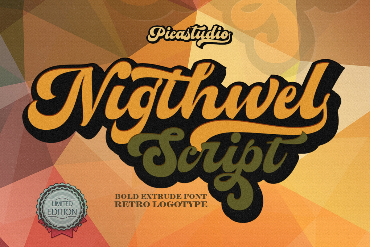 Nigthwel - Retro Font, a Script Font by Picatype Studio (Photo 1 of 9)