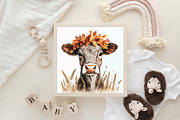 Watercolor Autumn Cow Clipart, an Illustration by CraftArtStudio (Thumbnail 6 of 6)