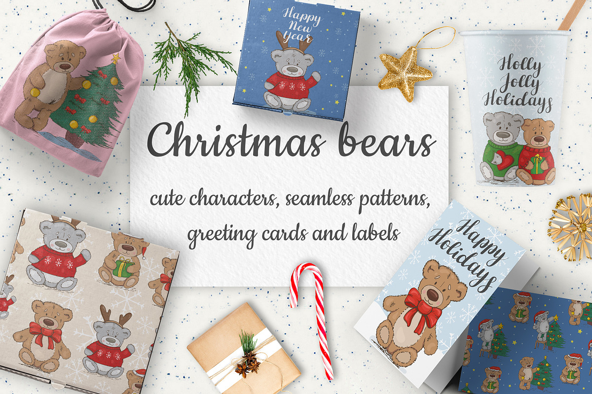 Christmas bears. Big set, an Illustration by HmarkaShop (Photo 1 of 5)