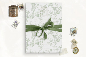 Sage Toile Printable Vellum Overlay, a Stationery Template by SilverJoyAtelier