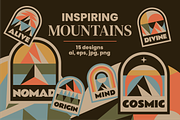 Inspiring Mountains Badges, an Illustration by Firowerk (Thumbnail 1 of 5)