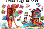 Retro Surf Clipart, a Seasonal Illustration by CreationArt (Thumbnail 1 of 4)