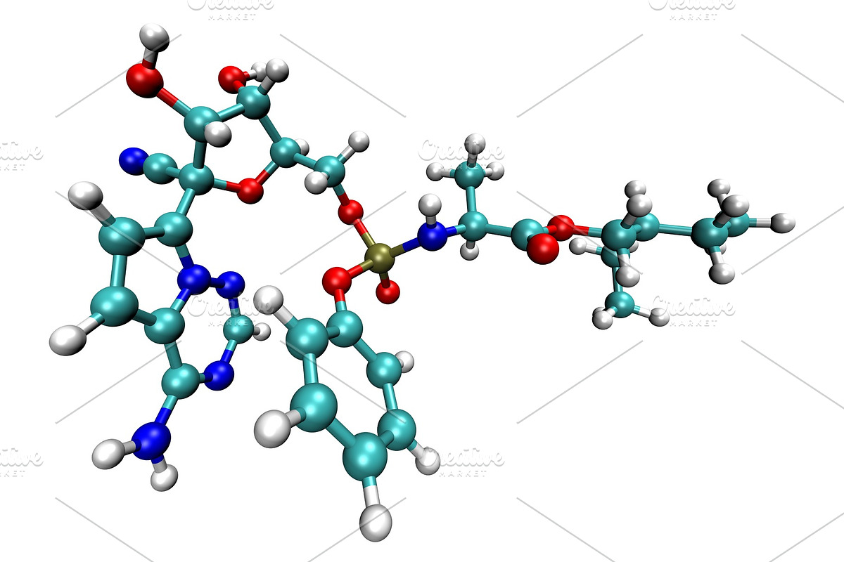 3D structure of antiviral Remdesivir, a Healthcare Illustration by Leonid Andronov