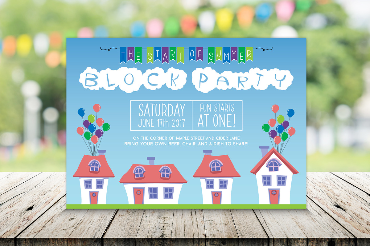 Summer Neighborhood Block Party, an Invitation Template by BF Studios (Photo 1 of 3)