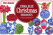 China Blue Christmas Ornaments Pack, a Decorative Illustration by Dana Designs (Thumbnail 1 of 14)