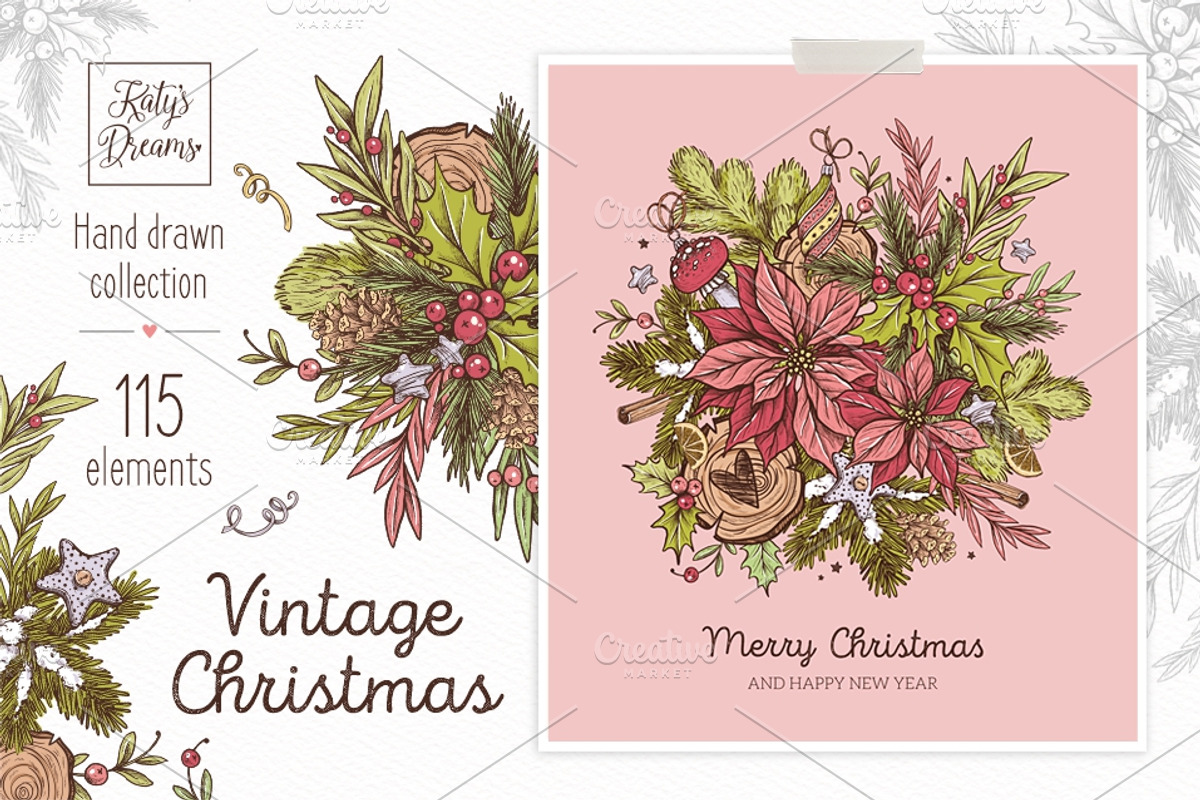Vintage Christmas, a Decorative Illustration by Ekaterina Mikheeva (Photo 1 of 10)