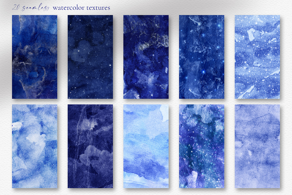 Blue Seamless Watercolor Textures, a Texture Graphic by CatJello Graphics (Photo 3 of 24)