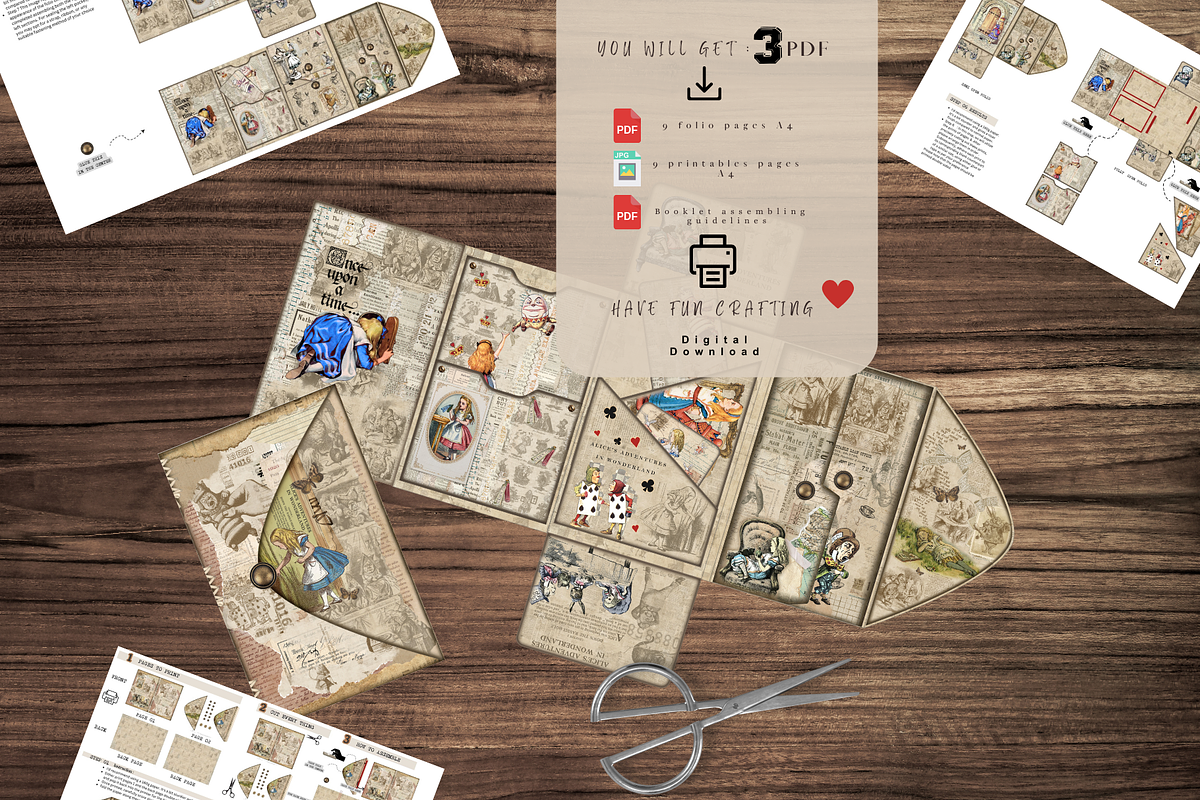 Alice in Wonderland Grunge Folio kit, a Decorative Illustration by meribela (Photo 6 of 6)