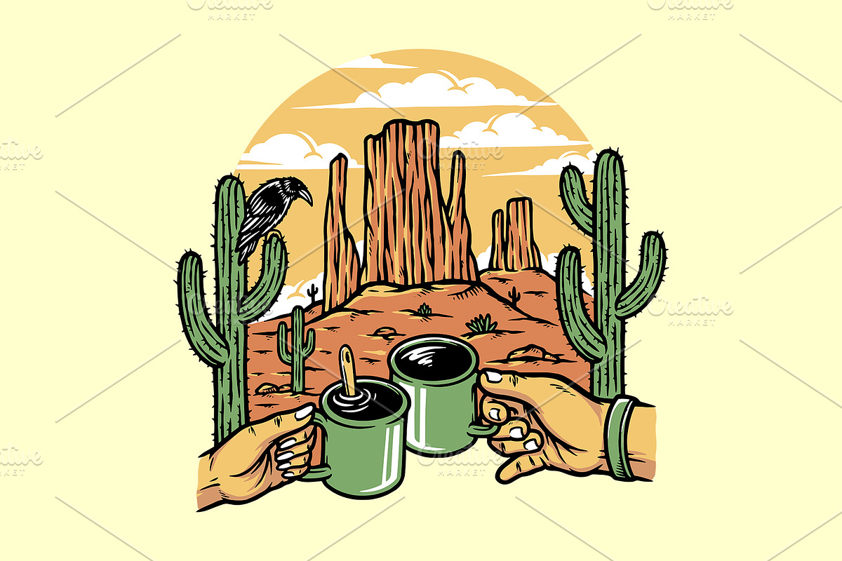 Enjoying coffee in the desert, a Food Illustration by gunaonedesign (Photo 1 of 5)
