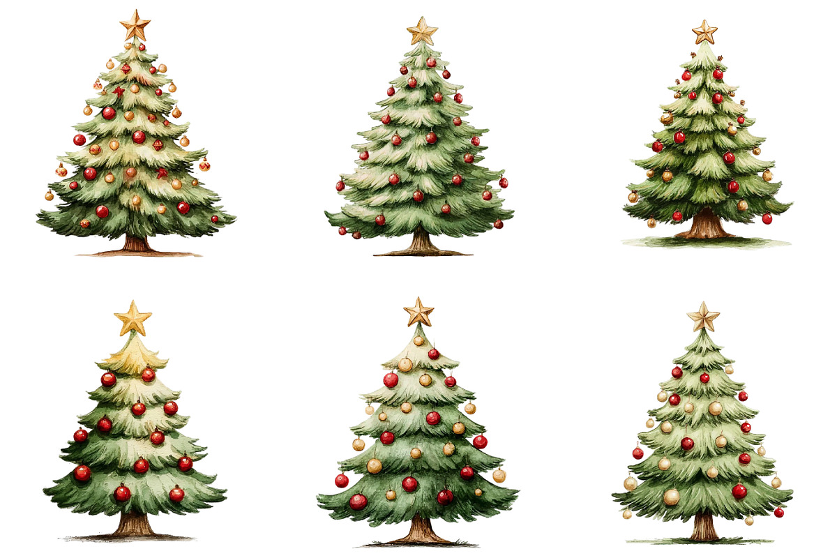 Whimsical Christmas Tree Clipart, an Illustration by DreamArtGraphic (Photo 4 of 4)