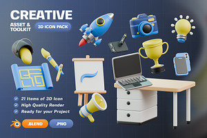 Creative Asset Toolkit 3D Icon Pack, an Object 3D Model by Haps Space