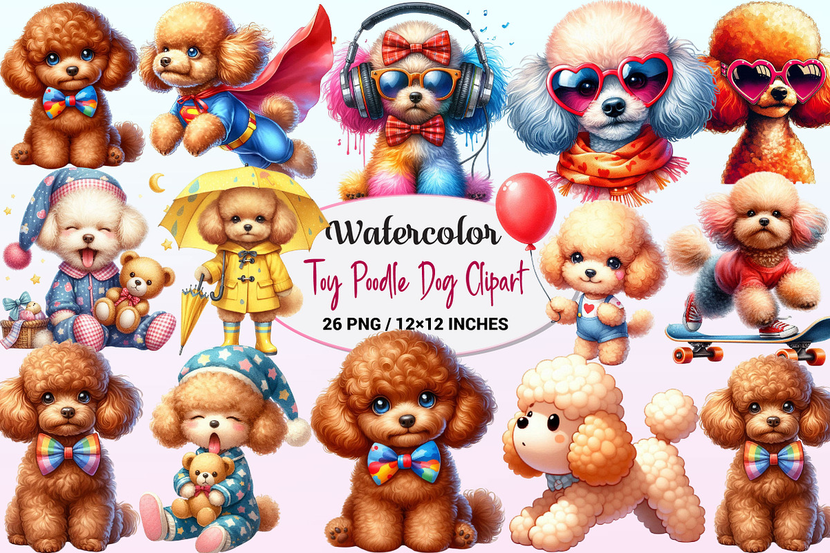 Toy Poodle Dog Watercolor Clipart, a Graphic by CitraGraphics (Photo 1 of 4)