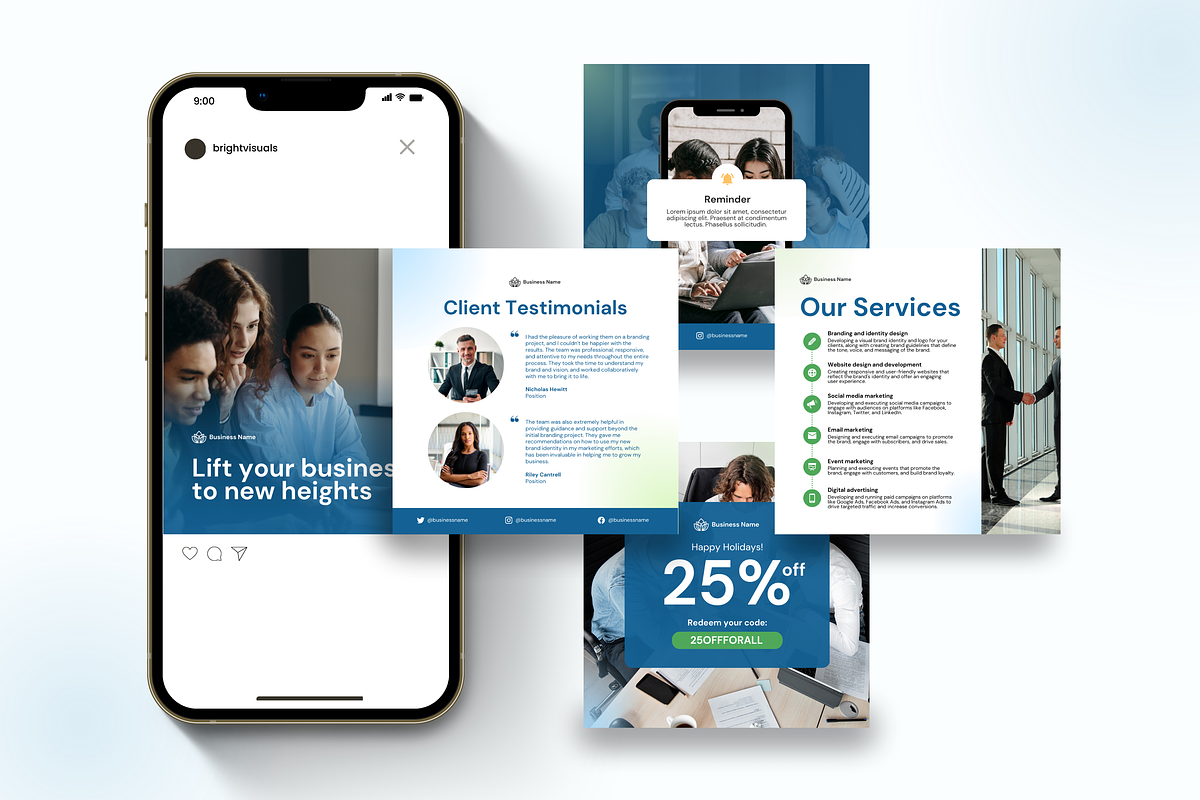 Social Media | IG, FB, LinkedIn, a Social Media Template by Studio B | Canva Template (Photo 2 of 12)