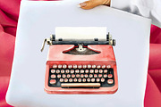 Watercolor Typewriter Clipart, an Illustration by Libby Wishes (Thumbnail 7 of 10)