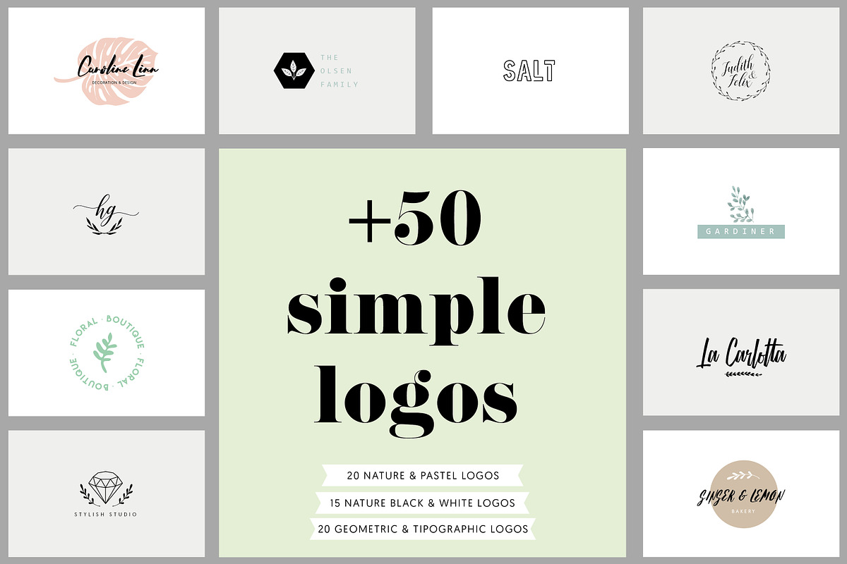 50 Simple Logos business cards, a Branding & Logo Template by Anis Illustration (Photo 1 of 8)