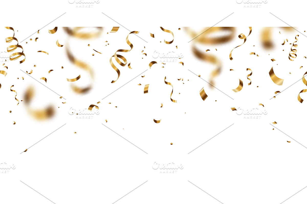 Gold confetti, serpentine ribbons, an Object Illustration by Zaie