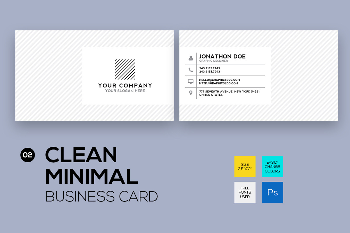 Clean minimal business card #2, a Business Card Template by GraphicsEgg (Photo 1 of 2)