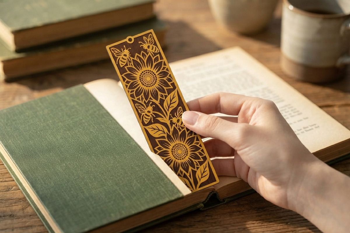 Sunflower Bee Bookmark SVG Cut File, an Object Graphic by Libby Wishes (Photo 2 of 3)