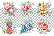 Fruit Watercolor Clipart Set, a Seasonal Illustration by Daily.Designs (Thumbnail 3 of 4)