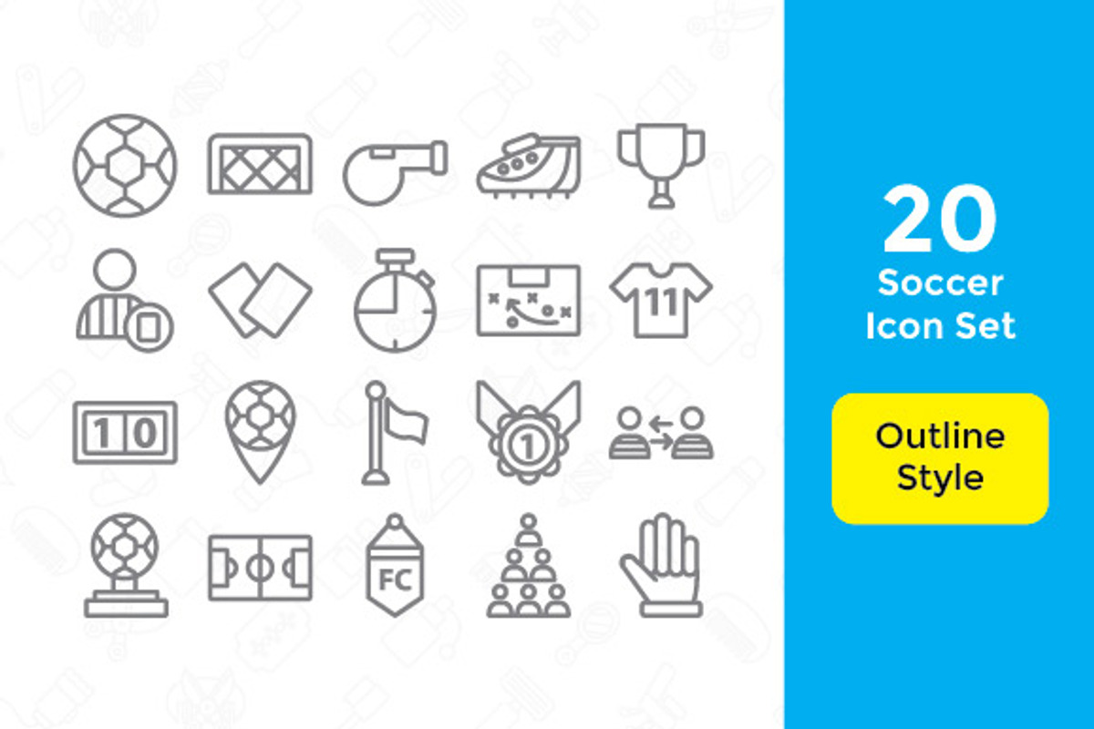 20 Soccer icon set with 3 styles, an Icon by Rudez Studio (Photo 2 of 4)