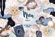 Moon Clipart, a Decorative Illustration by GlamArtZhanna (Thumbnail 1 of 4)
