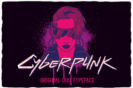 Cyberpunk Font Duo, a Symbol Font by Vozzy Vintage Fonts