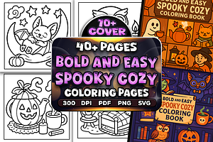Bold Easy Spooky Cozy Coloring Pages, a Seasonal Illustration by Craftsbeefy