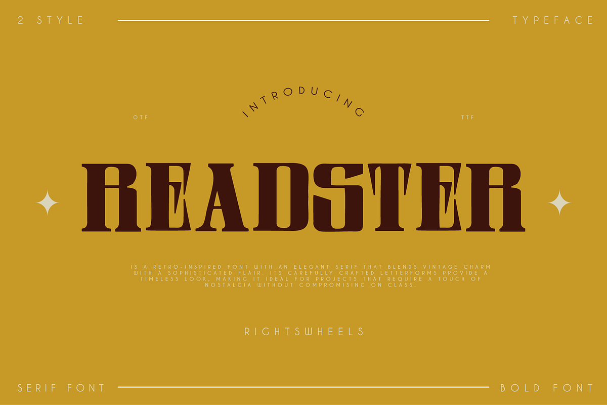 READSTER - Vintage Serif Font, a Handwritten Font by Rightwheels (Photo 1 of 9)