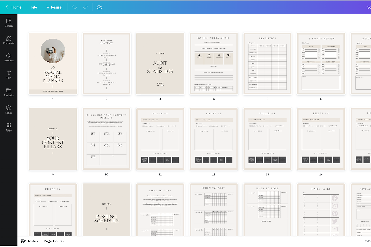 Social Media Planner Canva Template, a Social Media Template by HelloKarla (Photo 6 of 6)