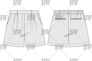 Unisex Pleated Shorts Fashion Flat