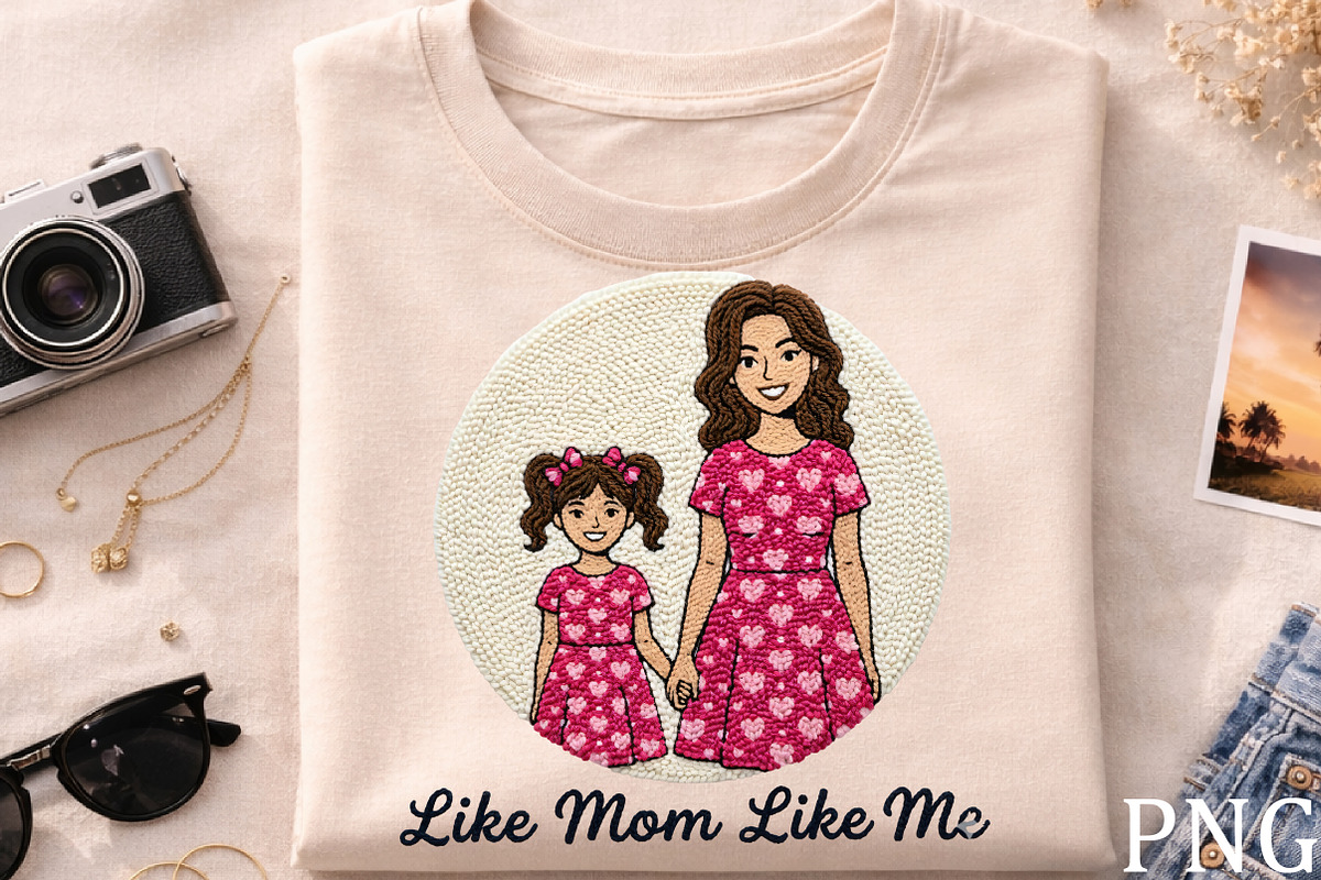 Embroidery Mother Daughter PNG Desig, an Illustration by CrexoraLab (Photo 4 of 4)