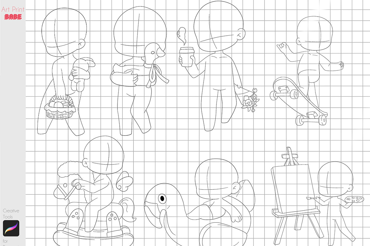 Procreate Chibi Stamp Cartoon Kawaii, a Brush Add-On by ArtPrintBabe (Photo 7 of 7)
