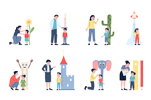 Child growth measuring. Adults, a Person Illustration by LadadikArt