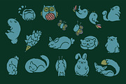 Mega cute sleepy forest animals pack, an Animal Illustration by celandine (Thumbnail 1 of 4)
