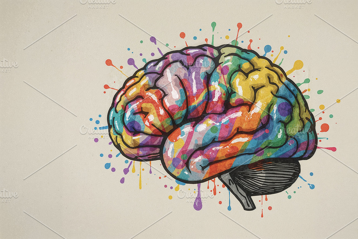 Displaying illustrated human brain, an Illustration by wavebreak