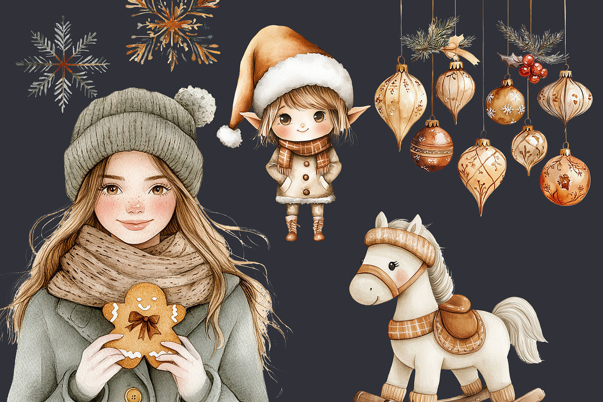 Brown Christmas Clipart 72 PNG, a Seasonal Illustration by EleSArtDesign (Photo 5 of 6)