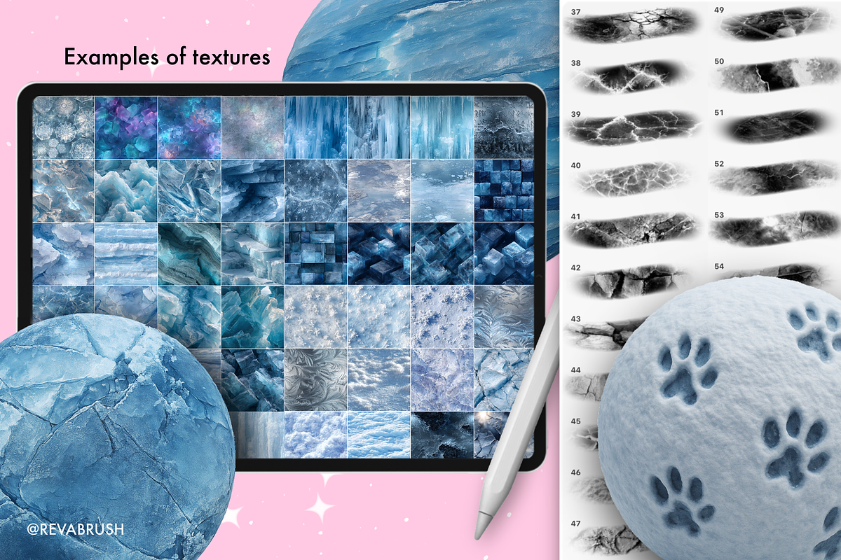 Procreate Ice & Snow texture brushes, a Brush Add-On by Revabrush (Photo 2 of 9)