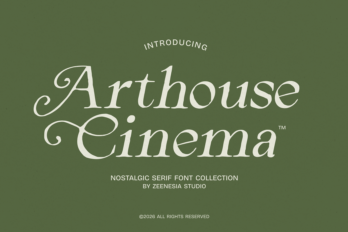 Arthouse Cinema, a Serif Font by zeenesia (Photo 1 of 16)