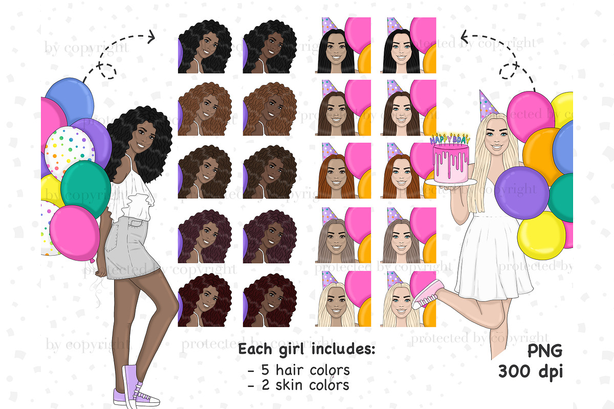 Birthday Girl Clipart, an Illustration by GlamArtZhanna (Photo 3 of 4)