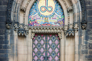 Decorated church entrance in Prague, an Architecture Photo by BOOCYS