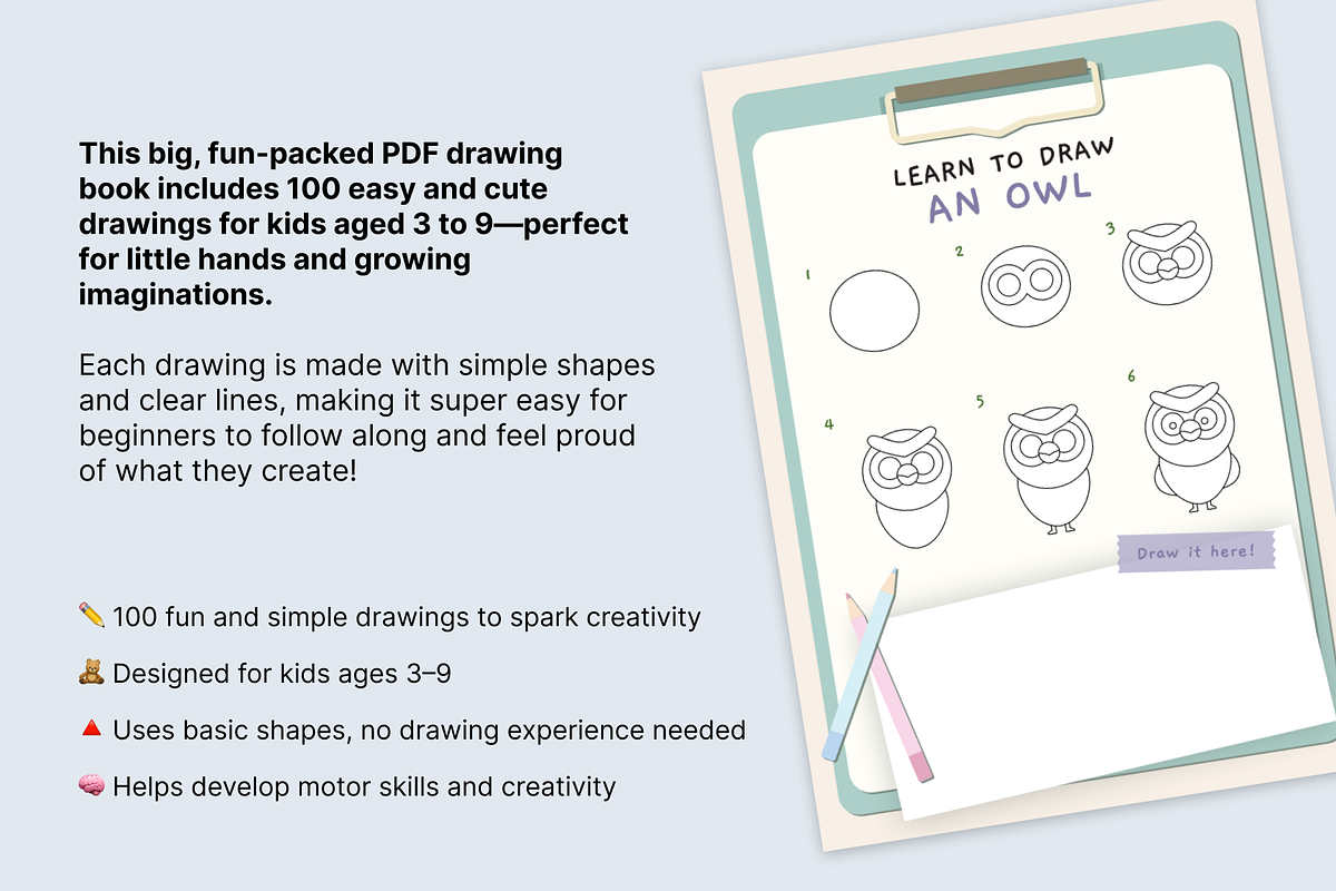 100 Easy Drawings for Kids, an Education Illustration by RioCloud (Photo 3 of 3)
