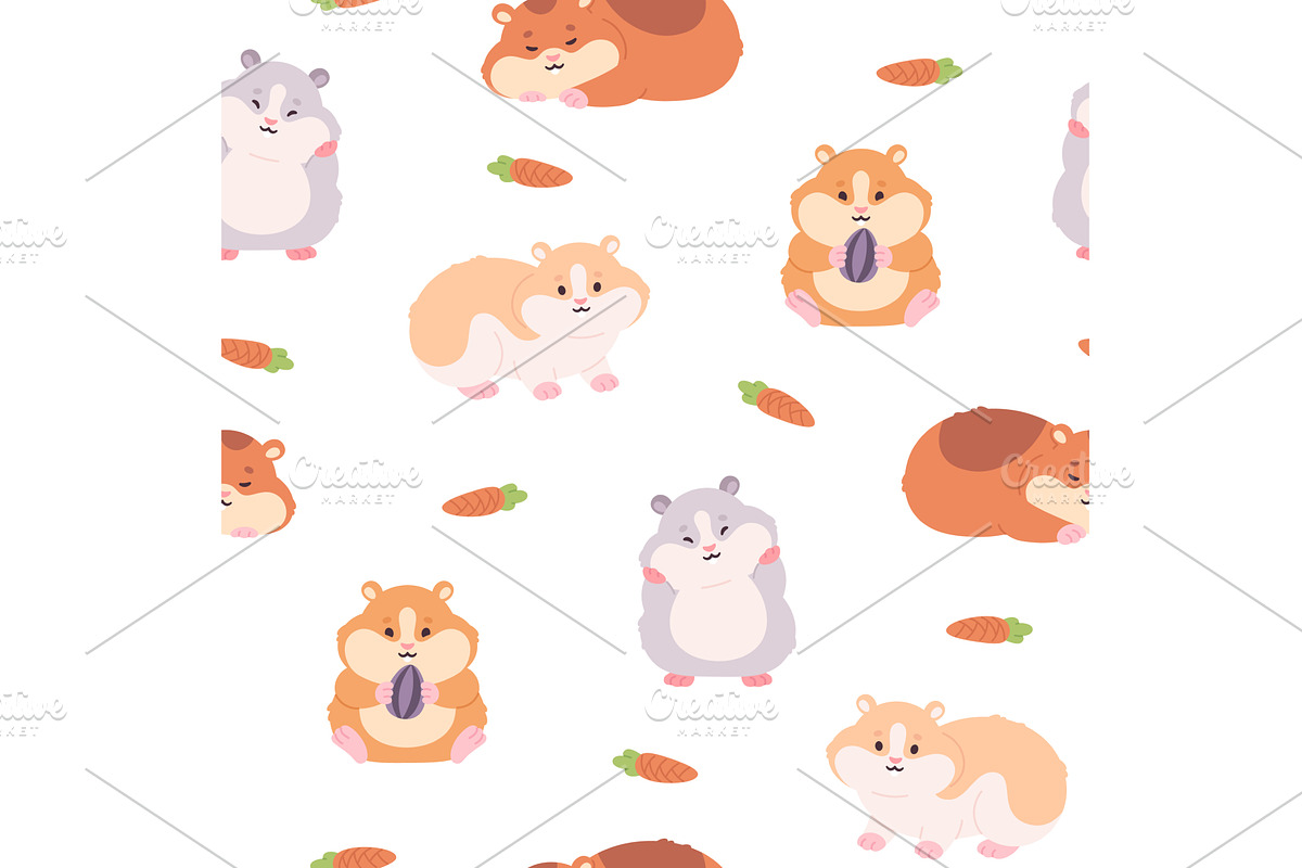 Hamsters seamless pattern. Funny, an Animal Illustration by LadadikArt