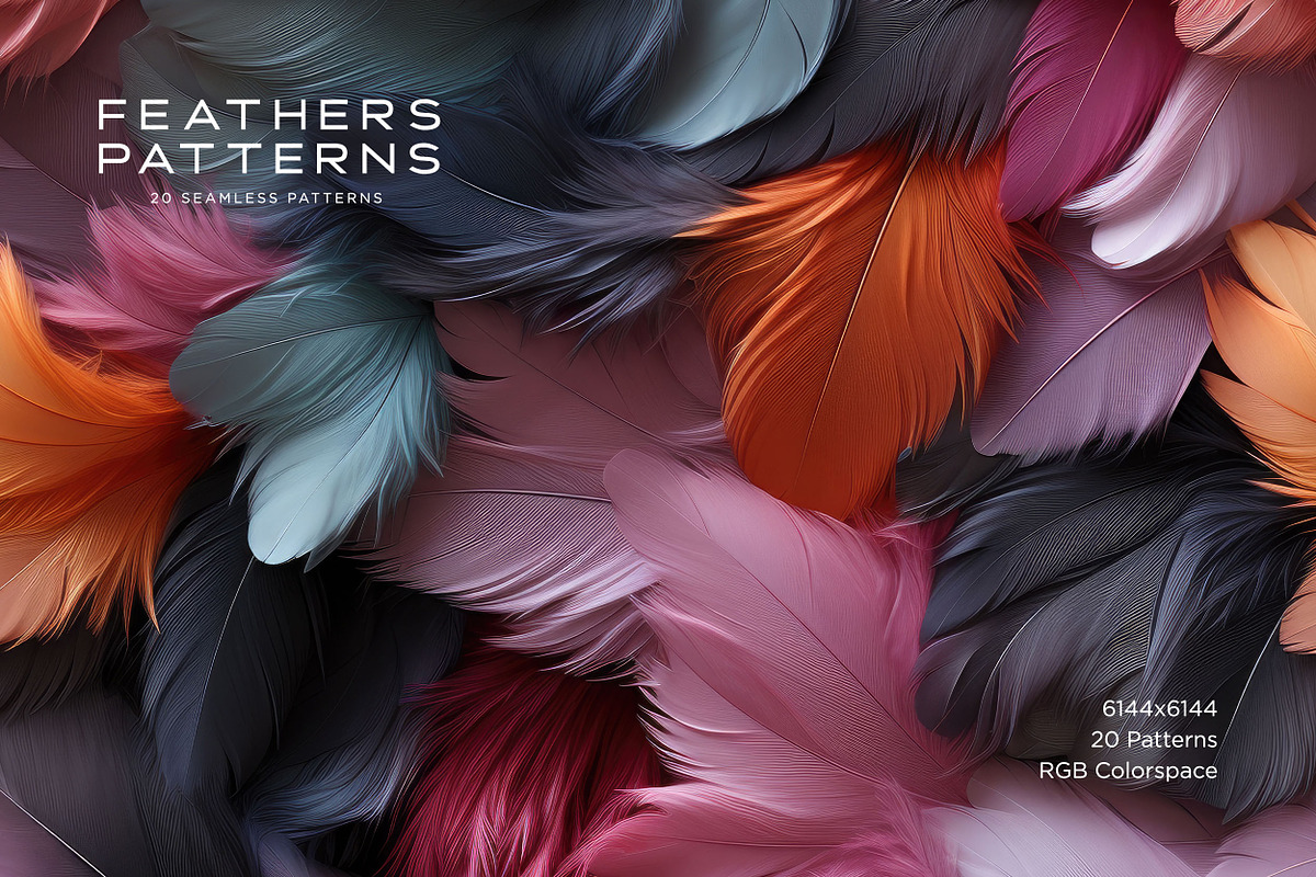 Feather Patterns: Seamless Patterns, a Pattern Graphic by RuleByArt (Photo 5 of 15)