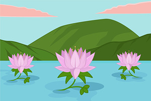 Pink Lotus Flower at nature design, a Decorative Illustration by zyxroun shop