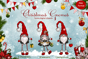 Christmas gnomes. Digital Cliparts