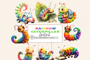 CUTE RAINBOW CATTERPILLAR CLIPART, an Animal Illustration by Daring Digies (Thumbnail 1 of 8)