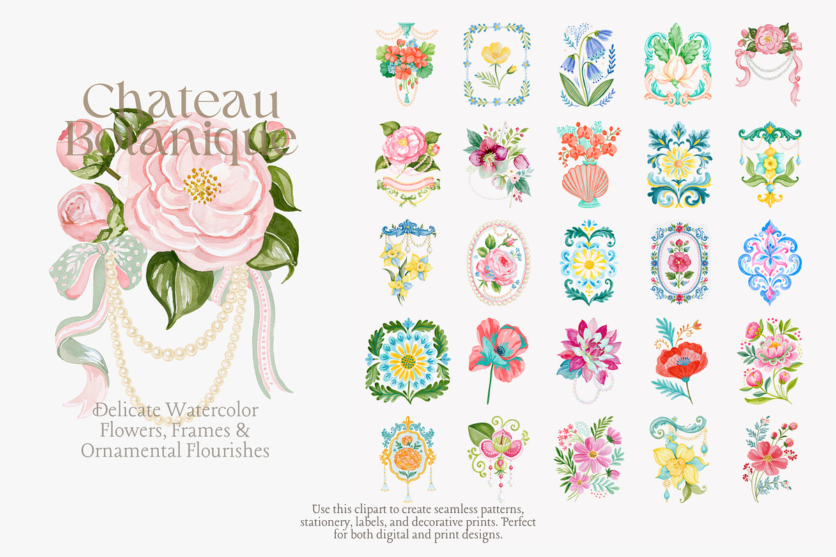 Chateau Botanique Clipart Set, a Decorative Illustration by Patishop Art (Photo 6 of 14)